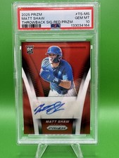 2025 Prizm Matt Shaw Throwback Signature Red Prizm Auto #d /99 Cubs RC POP 1