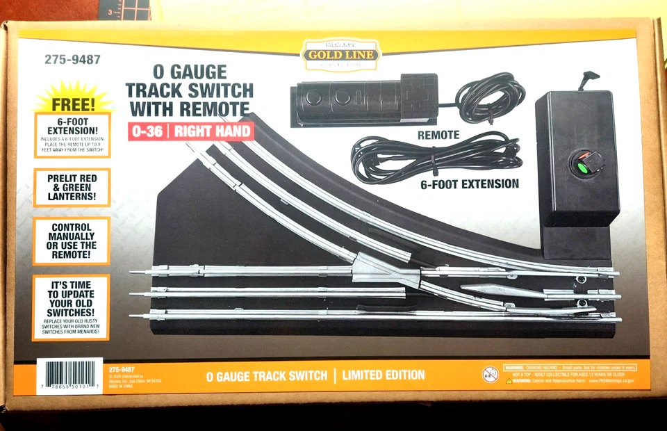 NEW Menards 036 Radius,  3 Rail, O Gauge, Remote Control - Left & Right Switches - Image 2 of 4