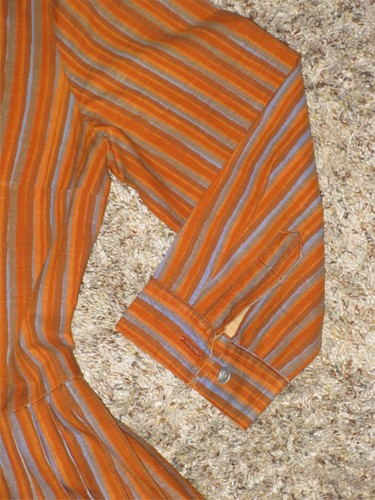 VINTAGE MARIMEKKO FINNLAND LANGARM MIDI HEMDBLUSENKLEID ROST STREIFEN KNOPF GR. 36 - Bild 7 von 7