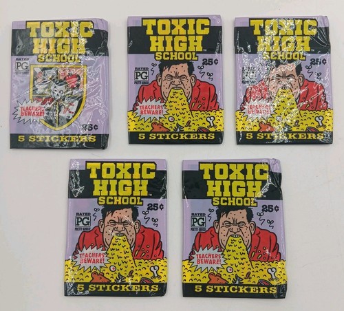 TOXIC HIGH SCHOOL Vintage Topps 1991 Trading Sticker LOT OF 5 PACKS SEALED - Bild 1 von 7