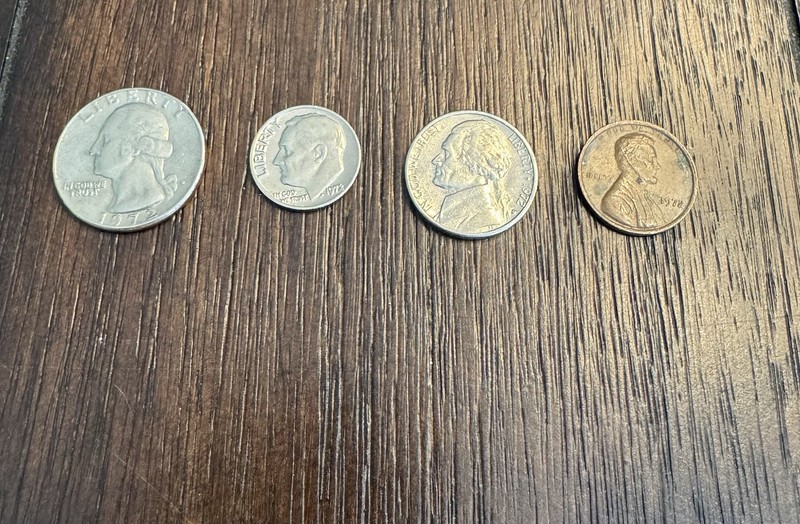 1972 coin set Quarter, Dime, Nickel And Penny