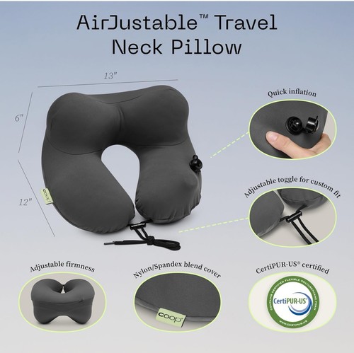 Coop Home Goods AirJustable Cuscino da Collo da Viaggio, Gonfiabile - Foto 5 di 5