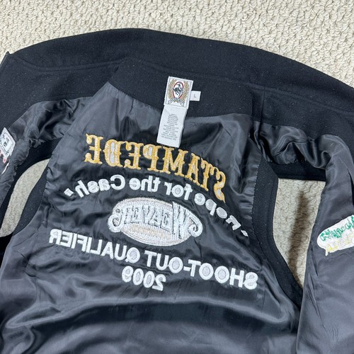 Cinch Wool Vest Mens L Black Western Rodeo Contestant Cowboy Embroidered Jacket - Picture 16 of 19