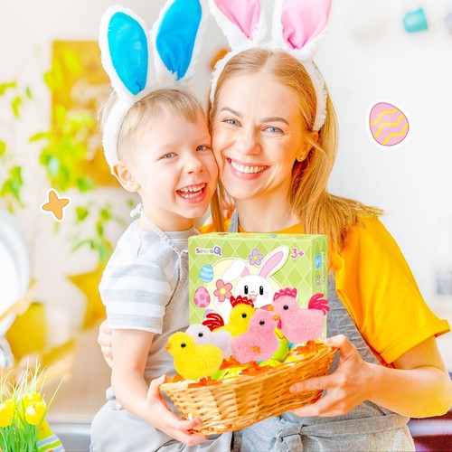 Wind Up Toys for Kids Easter Basket Stuffers, 9Pcs Jumping Plush Chicks Small... - Picture 6 of 7