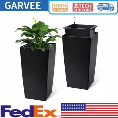 Set of 2 30'' Tall Planter High Front Porch Planter Pots with Drainage Holes