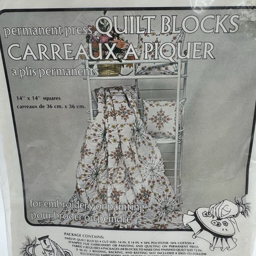 Vogart Crafts 14x14” Floral Stamp Quilt Blocks for Embroidery Or Painting 8341D - Picture 4 of 5