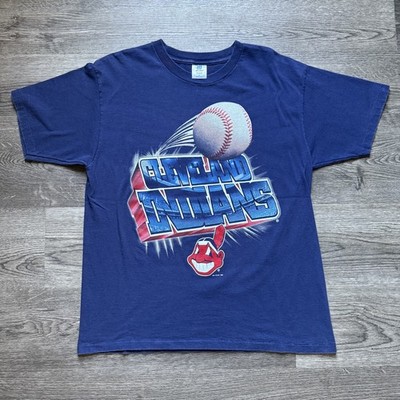 VINTAGE 1998 CLEVELAND INDIANS TEE L BELTON USA CHIEF WAHOO BASEBALL GRAPHIC