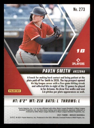2021 Panini Mosaic #273 Pavin Smith RC - Picture 2 of 2