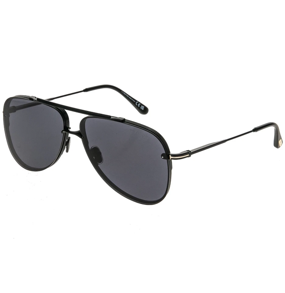 Auténticas gafas de sol de aviador clásicas de metal negro Tom Ford Leon TF1071 01A 1071 Foto 4 de 4