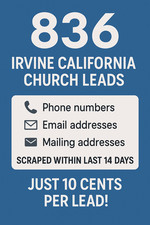 836 Irvine, Calfornia Church Marketing Leads Email Phone Address