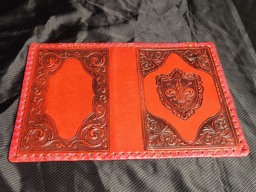 Vintage Leather Handmade Tooled Embossed Book/journal Cover Red - Picture 1 of 4