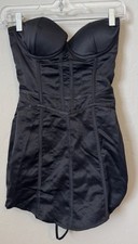 Pretty Little Thing 0  Black Satin Corset Mini Dress Whimsygoth Sweetheart Rave