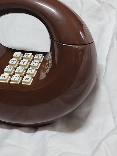 70s Western Electric Round Retro Push Button Telephone Brown Collectible Tested - Picture 5 of 19