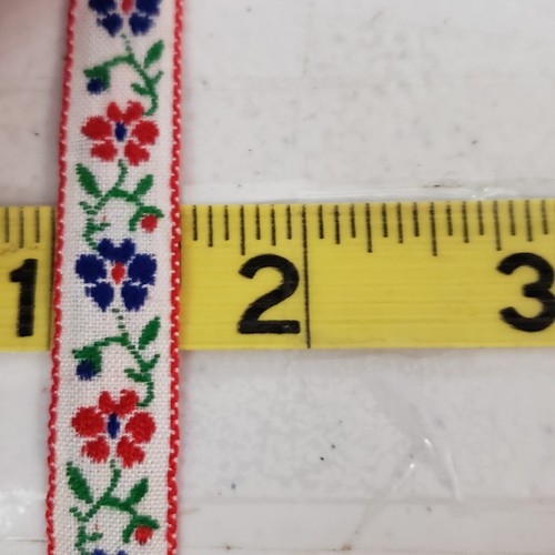 Cinta ribete vintage algodón bordado 1/2" jacquard años 50 1 yarda hecha en Japón - Imagen 7 de 7