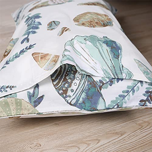 Beach Comforter Set Queen 3Pcs Ocean Coastal Summer Queen 89×89 Beige Teal - Picture 7 of 8