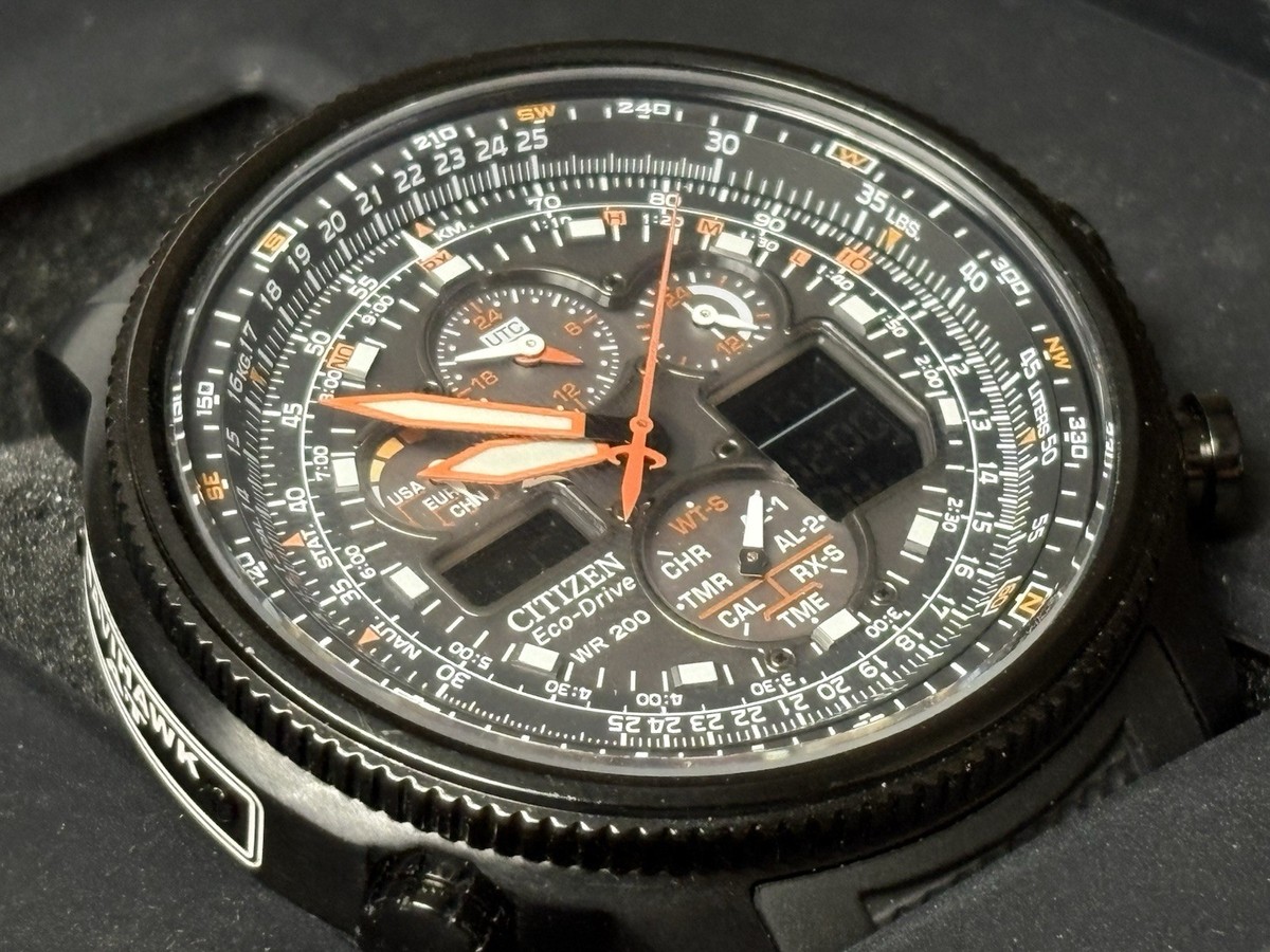 Citizen Navihawk A-T Eco-Drive Atomic Chronograph WR 200 Black 