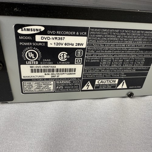 Samsung DVD-VR357 DVD Recorder & VCR RAM RW-R VHS DVD/VCR No Remote Repair Parts - Picture 6 of 9
