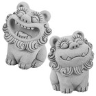 2 Pcs Garden Sculpture Lion Decor for Home Asian Guardian Statue