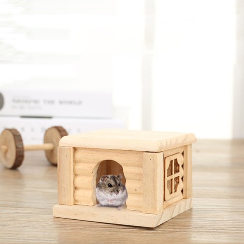 Cabaña de madera para lodge con techo plano para hámster - Imagen 11 de 12