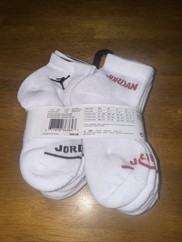 NIKE 6-Pairs Jordan Legend Quarter Socks Youth 3Y - 5Y Women 4-6 BJ0342 001 New - Picture 3 of 5
