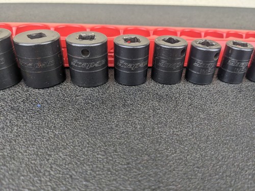 #bm391 Snap On Tools 12 Piece SAE Short 3/8 Impact Sockets Shallow Sockets - Picture 6 of 17