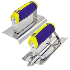 Concrete Tools Set Stainless Steel Concrete Hand Edger (6" x 3", 1/2"R) and G...