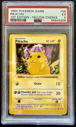Pokemon Pikachu Ghost Error Stamp 1st Edition Base Set Shadowless PSA 5