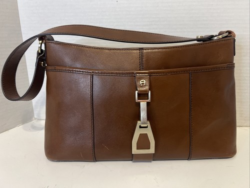 Vintage Etienne Aigner Braun Leder Schultertasche Handtasche