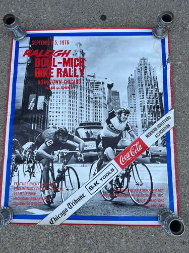 Original RALEIGH Bicycles Boul-Mich Rally Race Poster Chicago, IL Sept 5, 1976