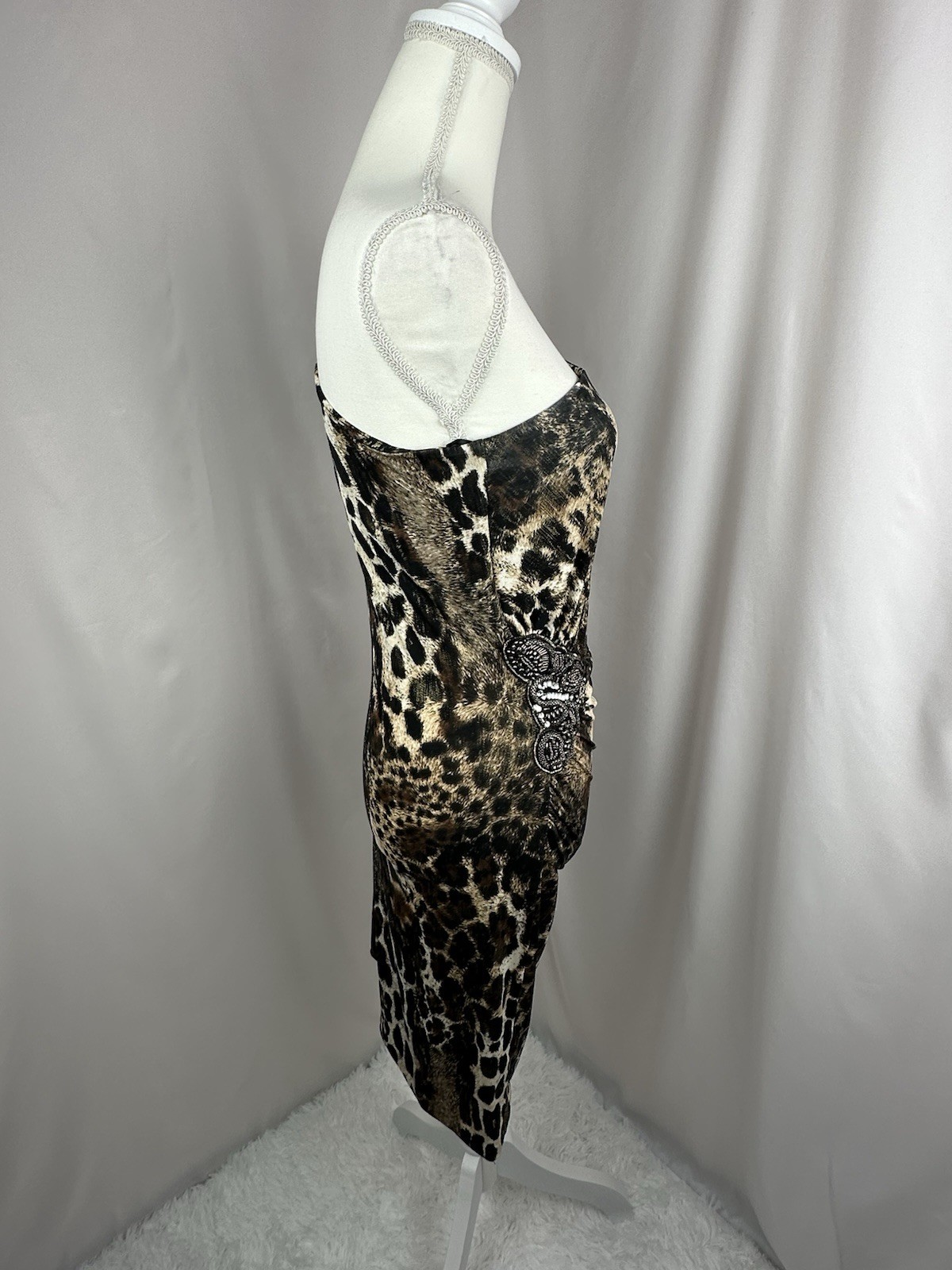 Cache One Shoulder Metallic Leopard Print Ruched … - image 6