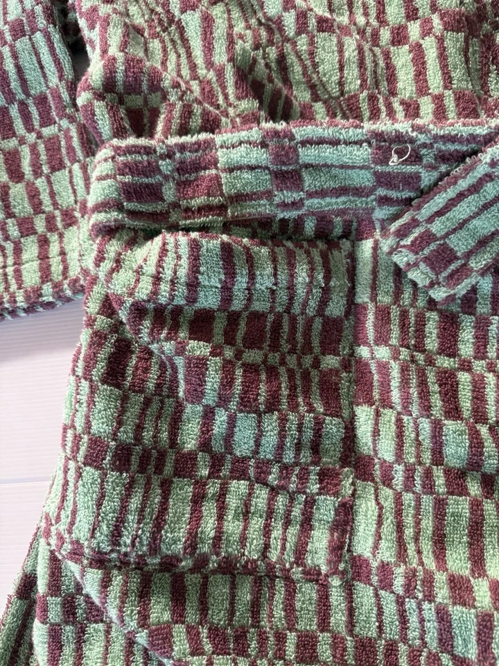 Albornoz Sheridan Vintage Lujo Australiano Algodón Grueso Talla M/L Verde Marrón Foto 2 de 4