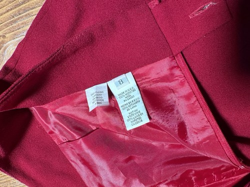 Vintage 90s Christian Dior Blazer Skirt Set Womens Sz 8 Burgundy Worsted Wool - Picture 16 of 16