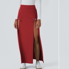 NWT Halara High Waisted Decorative Buckle Split 2-in-1 Maxi Casual Skirt XS