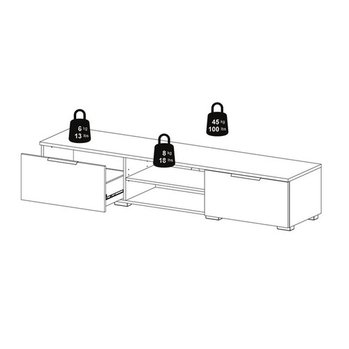 Tvilum Match 67" TV Stand in White High Gloss - Picture 12 of 15