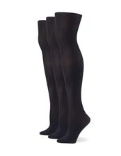 Women's Opaque Seamless Tights Black - 3 Pair Pack X-Large US