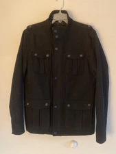 Marc Anthony Men’s Wool Blend Military Field Jacket w/Multi Pockets, Black S