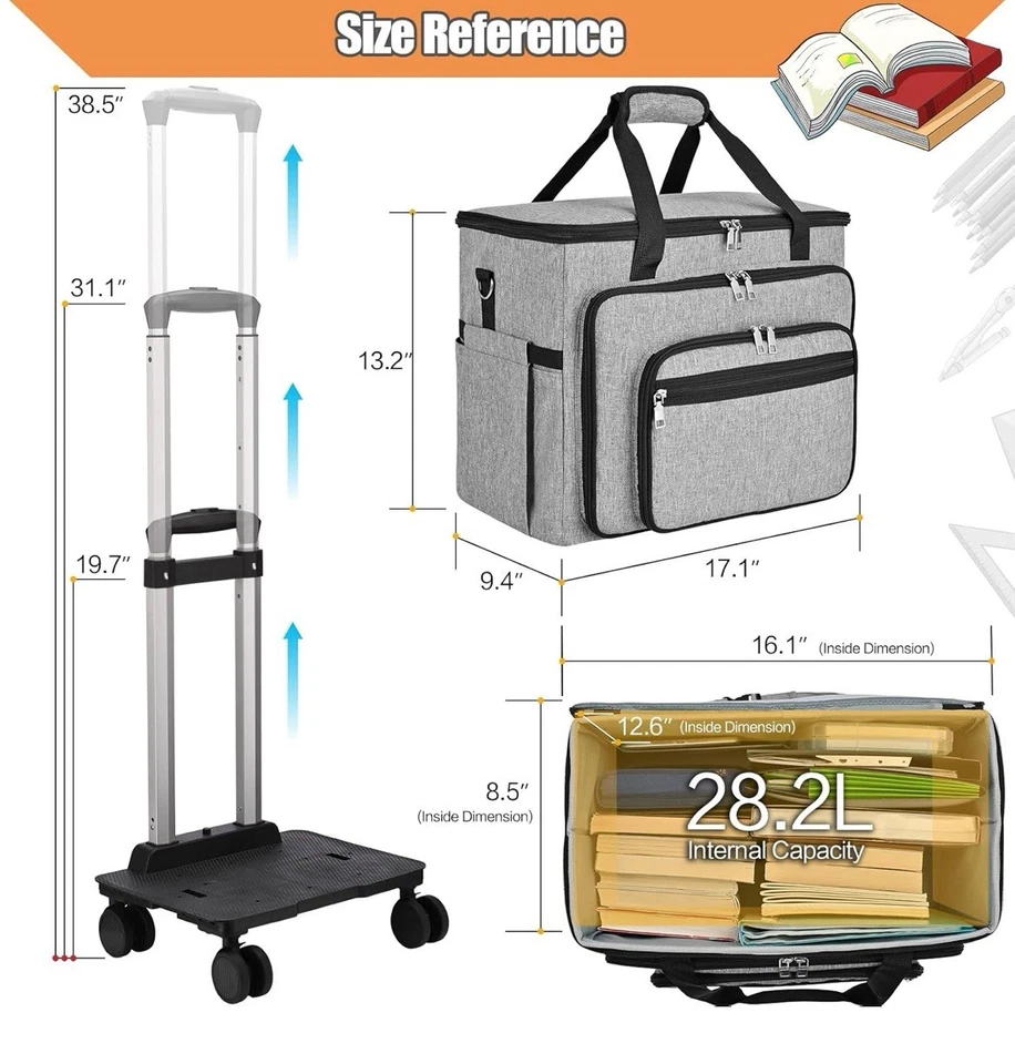 Teacher Bag with Detachable Dolly Multifunctional Rolling Tote Bag - Image 2 of 4
