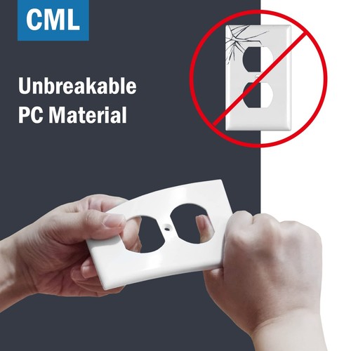 CML Mid-Size Duplex Wall Plates, 20 Pack Electrical Outlet Receptacle Covers,... - Picture 4 of 8