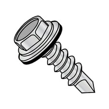 Self-Drilling Screw, #8-18 x 1-1/2 in, Zinc Plated Steel Flange Hex Head