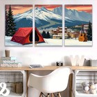 3pcs Winter Mountain Snowy Peaks  Sunset Hues I Wall Art Canvas  Unframed/Framed