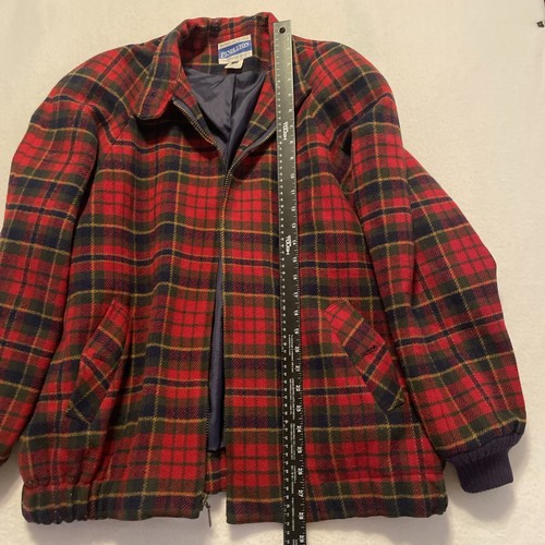 Pendleton Vintage USA Jacket Red Buffalo Plaid Bomber Wool Women’s Large Zip Up - Picture 3 of 9