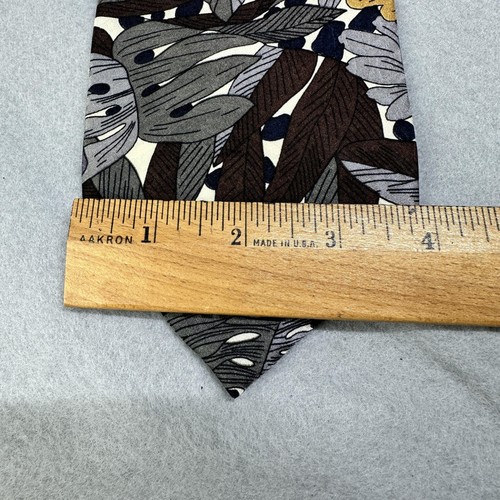 Corbata Daniel & Rasson Para Hombre 100% Seda Hecha a Mano Floral Tropical Marrón Botánica - Imagen 4 de 4