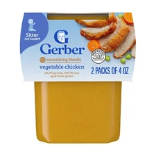 Gerber Baby Food 2nd Foods, Dinner, Vegetable  Chicken Puree, 4 Ounce Tubs, 2...