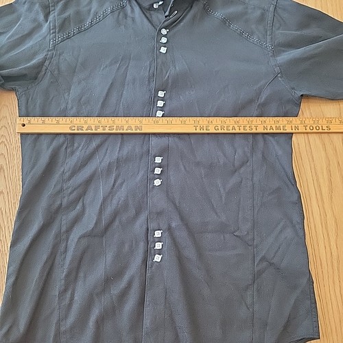 Bogosse Men's Button Down Shirt Long Sleeve Cotton Black Size 3 Made In Turkey - Picture 8 of 12