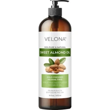Velona Sweet Almond Oil - 16 Oz | 100% Pure and Natural Carrier Oil | Refined