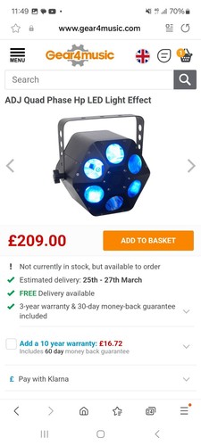 PAIR of ADJ Quad Phase HP Moon Flower Led Dj Lights In Case - Picture 2 of 6