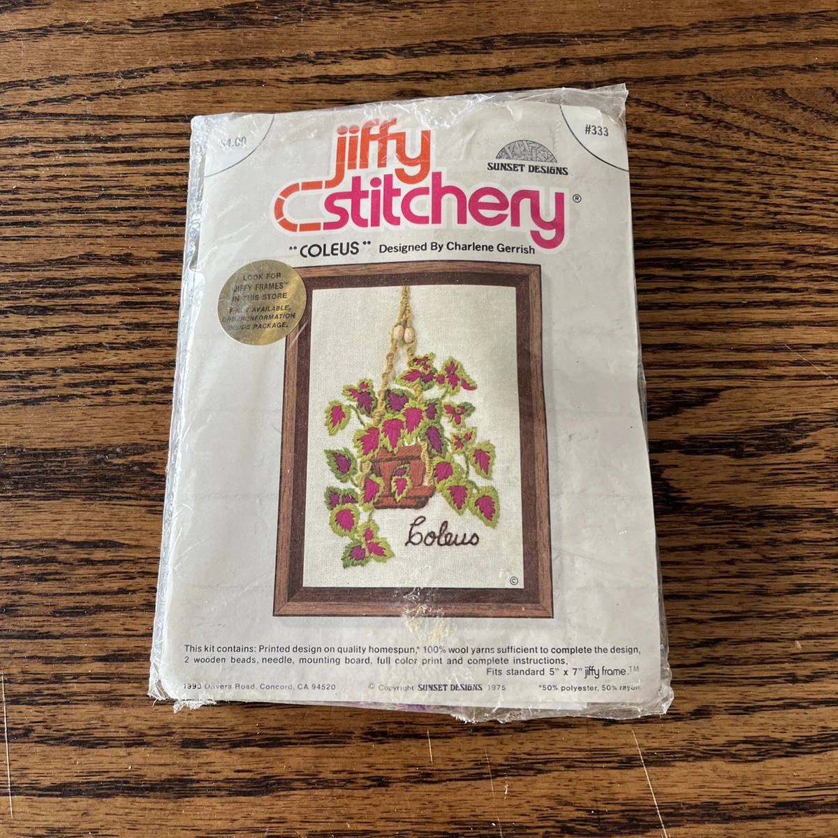 Kit vintage Jiffy Stitchery soucis sur un panier #215 par