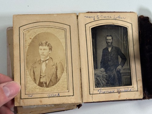 Antique Tintype Photo Album (20+) LONG crane HARRIS needles BROWN bowman FRAZIER - Picture 14 of 15