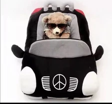 Dog bed large car shaped black Convertible new Soft Thick Soft