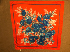 Vintage Glentex Floral Polyester Satin Scarf 31  x 31" Made In Italy